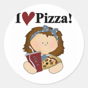 Adesivo Menina eu amo o camiseta e os presentes da pizza