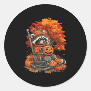 Adesivo Menina Feral Outono Guaxinim Halloween Abóbora Gua