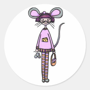 Adesivo Menina Fofa de Fantasia de Rato