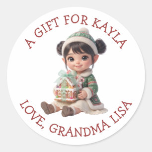 Adesivo Menina Fofa Presente de Natal Personalizado de e p