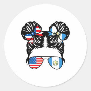 Adesivo Menina guatemalteca meio americana Bandeira dos EU