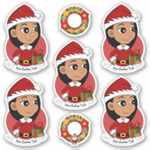 Adesivo Menina hispânica bonita com cabelos longos e preto