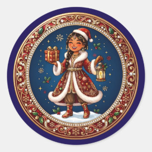 Adesivo Menina indiana de Natal com ornamento de Natal
