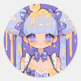 Adesivo Menina Kawaii Chibi do Gotejamento de Mel