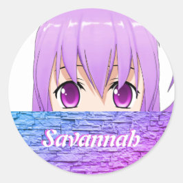 Adesivo Menina Kawaii de Anime fofa doce rosa nome