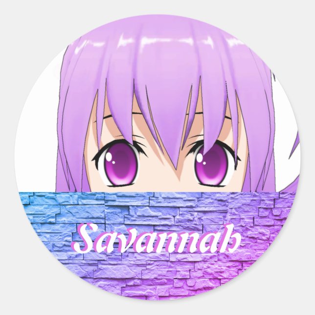 Adesivo Menina Kawaii de anime fofa doce rosa nome (Frente)