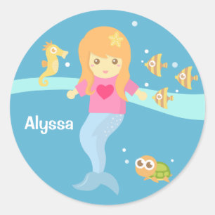 Adesivo Menina Linda Sereia Debaixo do Mar