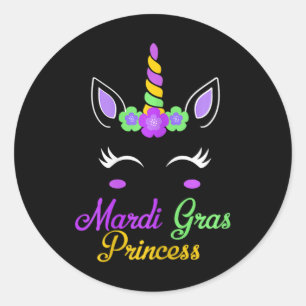 Adesivo Menina Mardi Gras Princesa Unicorn Meninas Criança