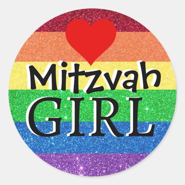Adesivo Menina Mitzvah Arco-íris (Frente)