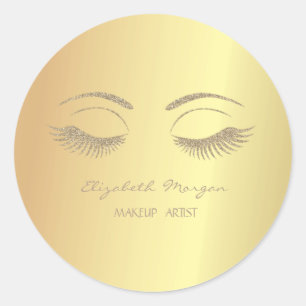 Adesivo Menina Moderna Elegante,Faux Dourado,Faux Lashes