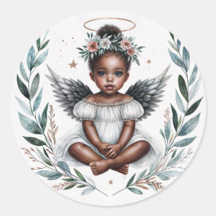 Adesivo Menina Negra Angelical Com Auréola