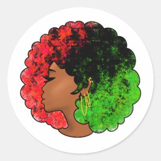 Adesivo Menina negra pan-africana mulher orgulho verde ver