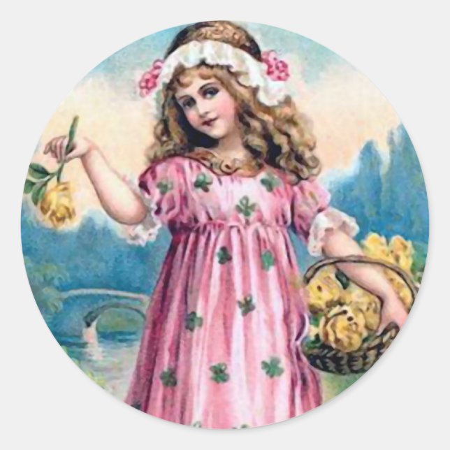 Adesivo Menina num vestido cor-de-rosa (Frente)