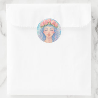 Adesivo Menina Pastel Sonhadora com Coroa de Flor de Tulip