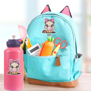 Adesivo Menina Pato Sopra Chiclete Rosa, Engraçado Fofo
