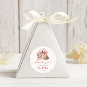 Adesivo Menina Pequena Abóbora Rosa Obrigada Chamada Bebê