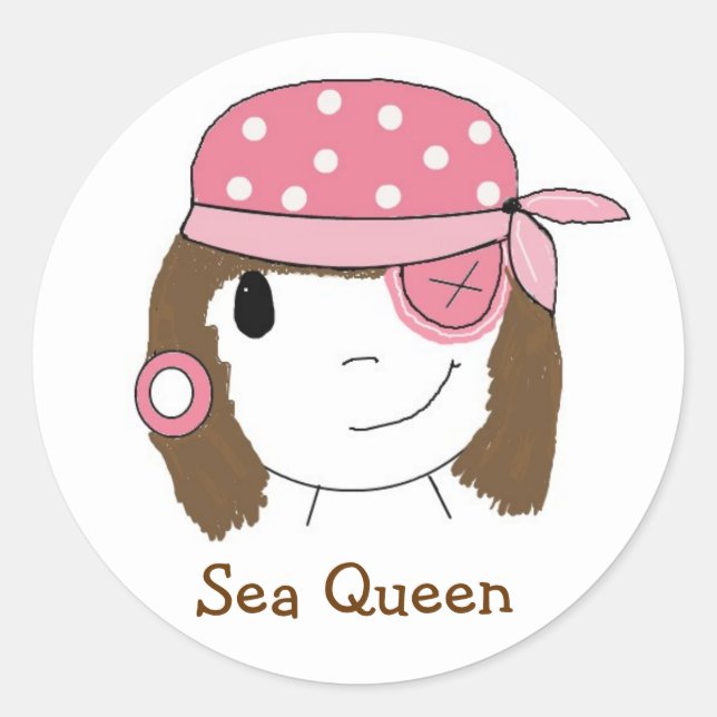 Adesivo Menina Pirata Rosa (Frente)