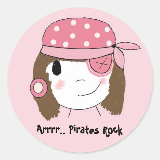 Adesivo Menina Pirata Rosa (Frente)
