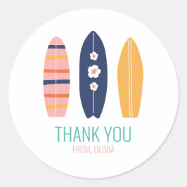 Adesivo Menina Prancha de Surf Praia Aniversário Obrigado