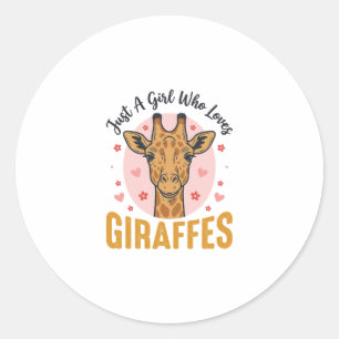 Adesivo Menina Que Ama Girafas Desenho de Gravura Vintage_