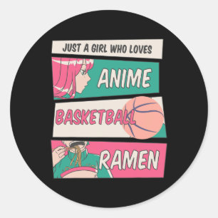 Adesivo Menina Que Ama O Basquete De Anime E Ramen Kawaii