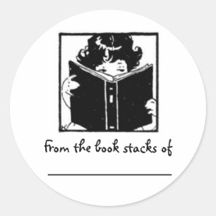 Adesivo Menina que espreita sobre o book~ das pilhas de