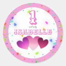 Menina rosa 1 e apenas com nome "corações" confett