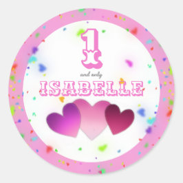 Adesivo Menina rosa 1 e apenas com nome "corações" confett