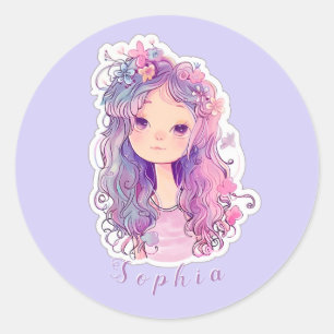 Adesivo Menina rosa branca 3, personalizada