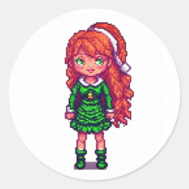 Adesivo Menina ruiva fofa (Frente)