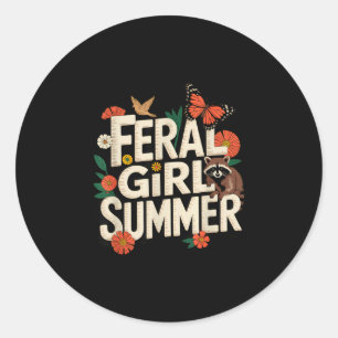 Adesivo Menina selvagem verão guaxinim flores silvestres e