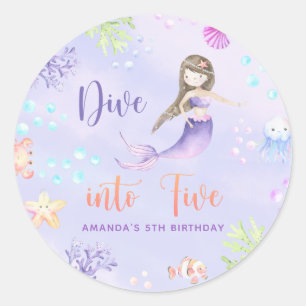 Adesivo Menina Sereia Mergulhe Nos Cinco 5º Aniversário