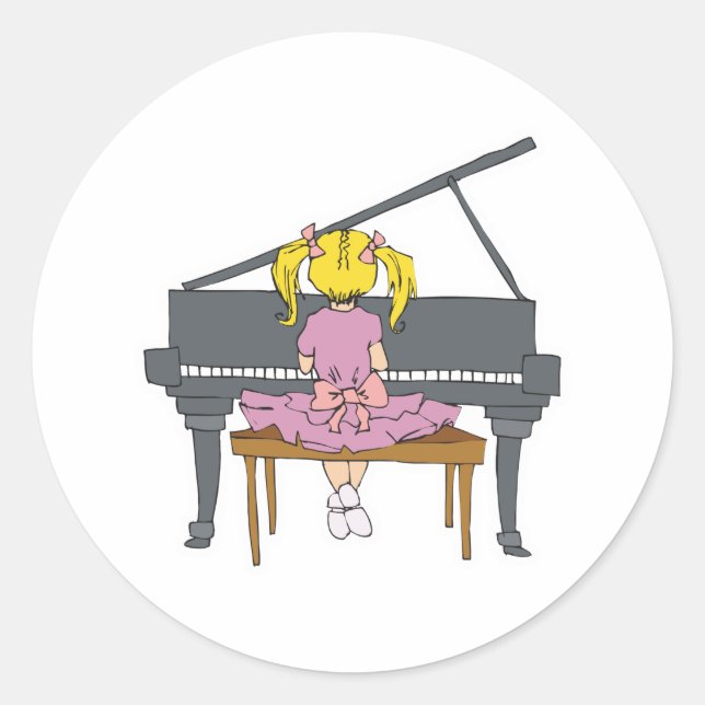 Adesivo menina tocando piano (Frente)