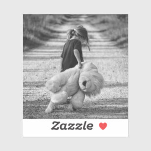 Adesivo menina triste andando com urso