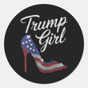 Adesivo Menina Trump Salto Alto Bandeira Americana Brilho