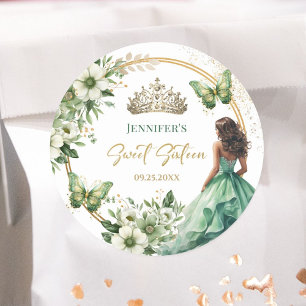 Adesivo Menina Verde Esmeralda Princesa Tiara Floral Sweet