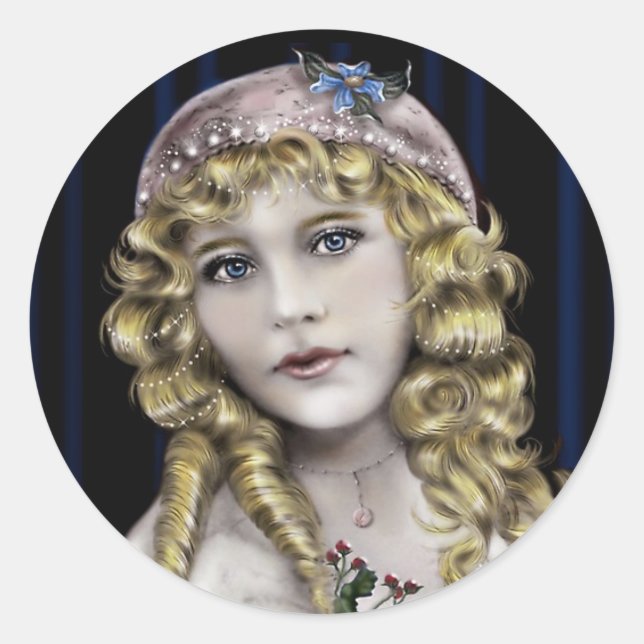 Adesivo Menina Vitoriana de Cabeça Loura (Frente)