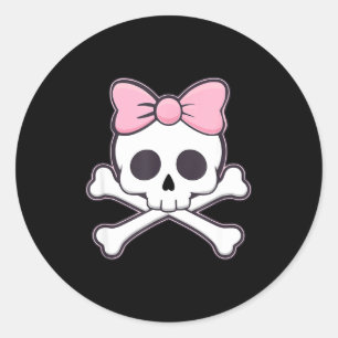 Adesivo Meninas Caveira Fofa Com Laço Rosa Kawaii Goth Cav
