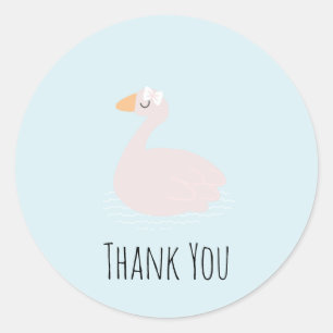 Adesivo Meninas Cisne Fofas Rosa Aniversário Obrigada  