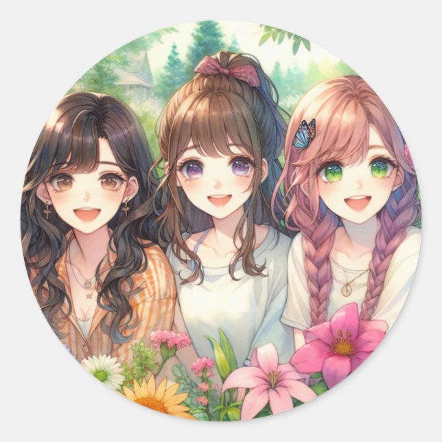 Adesivo Meninas de anime bonitas (Frente)