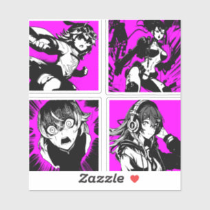 Adesivo Meninas de anime dos anos 90 na estética roxa