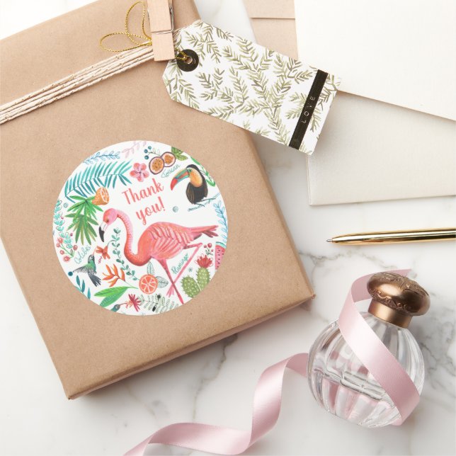 Adesivo Meninas de Aniversário Flamingo Tropical (Presentear)