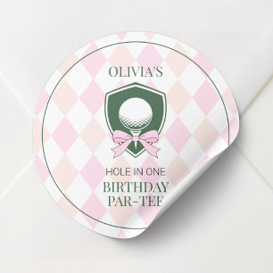 Adesivo Meninas de Golfe Rosa Aniversário de 1 ano com Bur