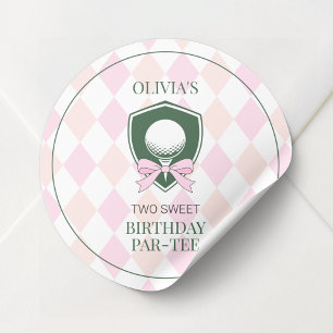 Adesivo Meninas de Golfe Rosa Aniversário Personalizado de