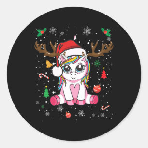 Adesivo Meninas de Natal bonitas Mulheres Xmas Unicorn Dee