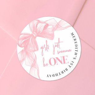 Adesivo Meninas do Laço Rosa 1º Aniversário