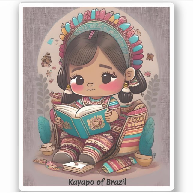 Adesivo Meninas do Leitura Mundial - Kayapo do Brasil (Frente)