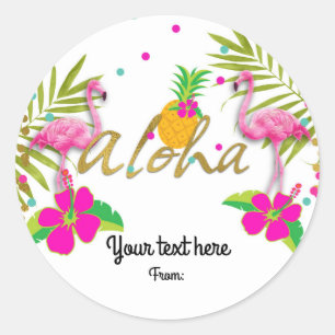Adesivo Meninas do Luau Aloha Favor de Festa do Flamingo T