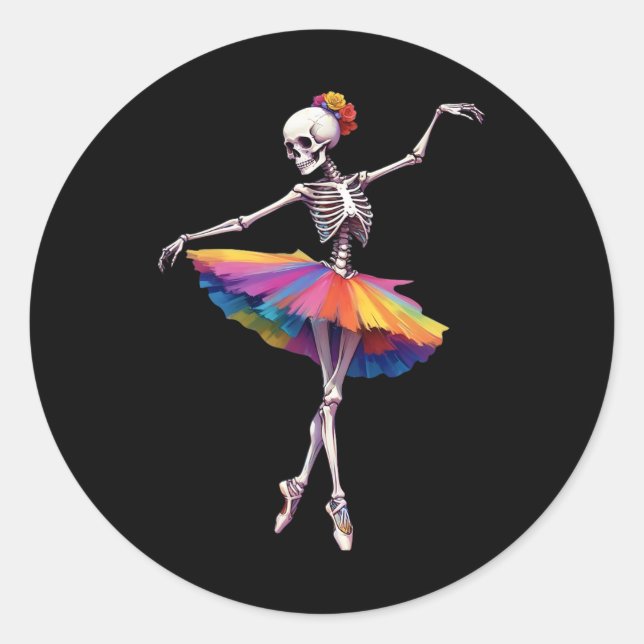 Adesivo Meninas Halloween Dançando Esqueleto Rainbow Lle (Frente)