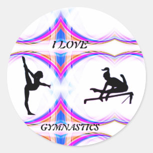 Adesivo Meninas "I Love Gymnastics" Palavras-redondas